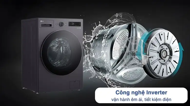 Máy giặt LG AI DD Inverter 15 kg F2515SNTG lồng ngang - Động cơ hoạt động êm ái, bền bỉ, tiết kiệm điện